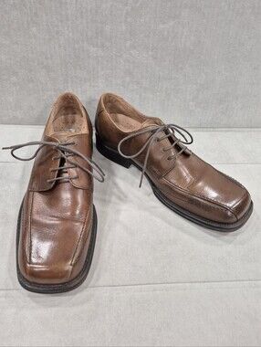 Bostonian Oxford Derby dress shoes men's 9M brown leather square toe